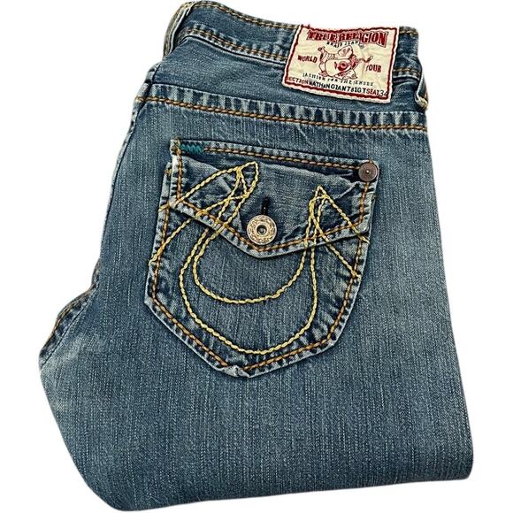 True Religion Nathan Big T Abstract Stitch Y2K Jeans - Picture 1 of 11